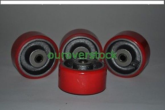 Picture of 4" x 2" Polyurethane on Cast Iron Roller Bearing Wheel - SET OF 4 (#111920810802)