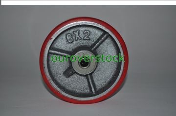 Picture of Red Polyurethane on Steel Wheel 6" x 2" 900# Cap with 1/2" ID Roller Bearing (#112003298561)