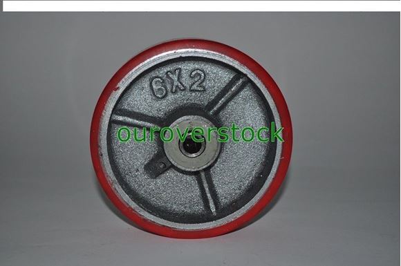 Picture of Red Polyurethane on Steel Wheel 6" x 2" 900# Cap with 1/2" ID Roller Bearing (#112003298561)