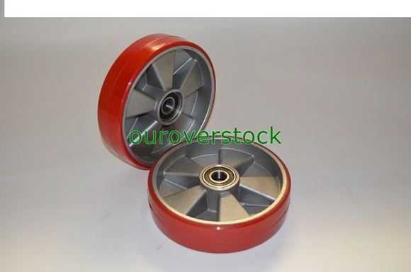 Picture of Pair of Brand New Pallet Jack Steer Wheels Poly / Aluminium 8 x 2 w/bearings (#112208691629)