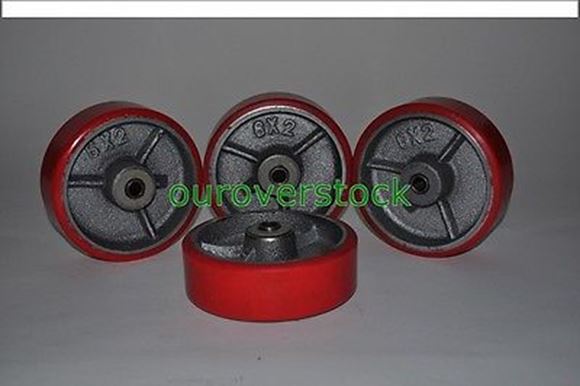 Picture of 6" x 2" Polyurethane on Cast Iron Roller Bearing Wheel - SET OF 4 (#121909612466)