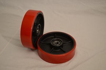Picture of A Pair of Brand New Pallet Jack Steer Wheels With Bearings Poly Tread (#121913176318)