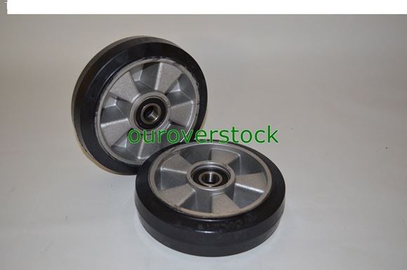 Picture of Pair of Brand New Pallet Jack Steer Wheels Rubber Tread Aluminium Core (#122231425228)