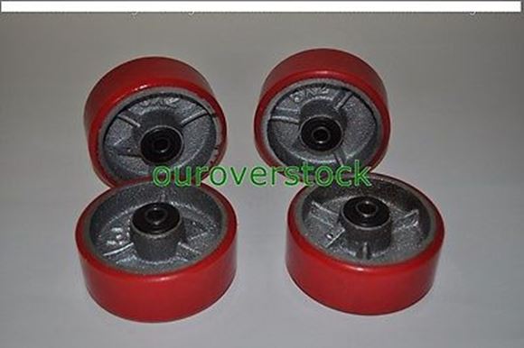 Picture of 5" x 2" Polyurethane on Cast Iron Roller Bearing Wheel - set of 4 (#131737414687)